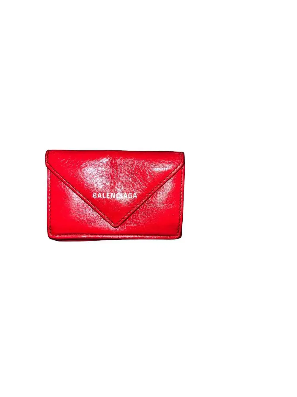 Balenciaga Papier Mini Trifold Wallet in Red Leather